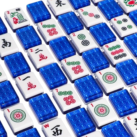 166 Acrylic Mahjong Tiles Set for American Game 1.2in Tile Only with Blue Print - Picture 9 of 10